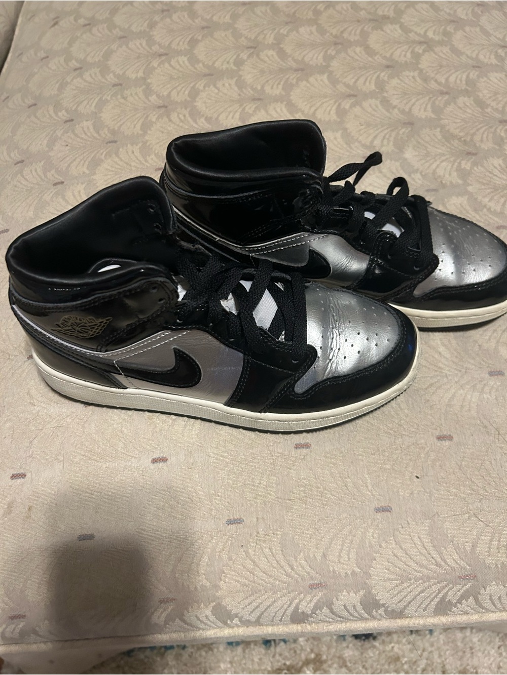 Jordan Metallic Silver & Black High-Top Sneakers